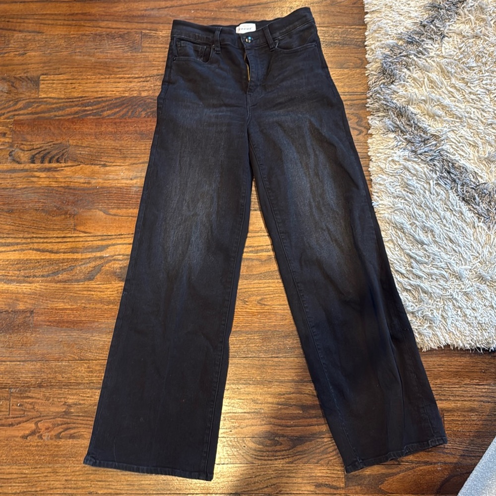 Frame Denim Black Wide-Leg Jeans